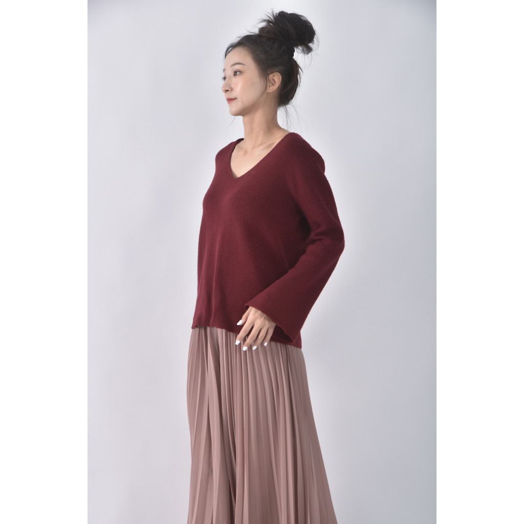 (S) meier qV領紅色長袖上衣二手衣, , large