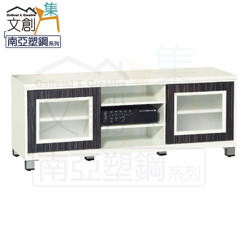 【文創集】瓦多 環保4.5尺南亞塑鋼推門電視櫃/視聽櫃(客約商品), , large