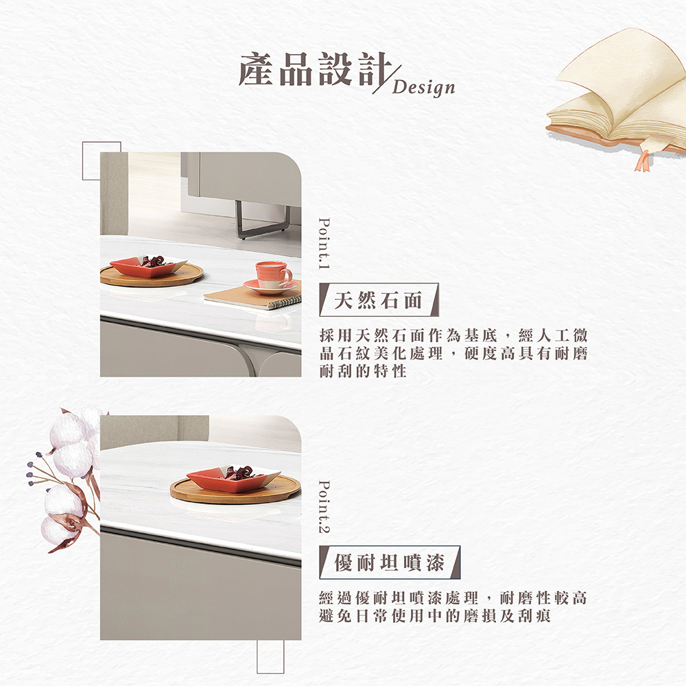 【Hampton 漢汀堡】維克達石面大茶几, , large