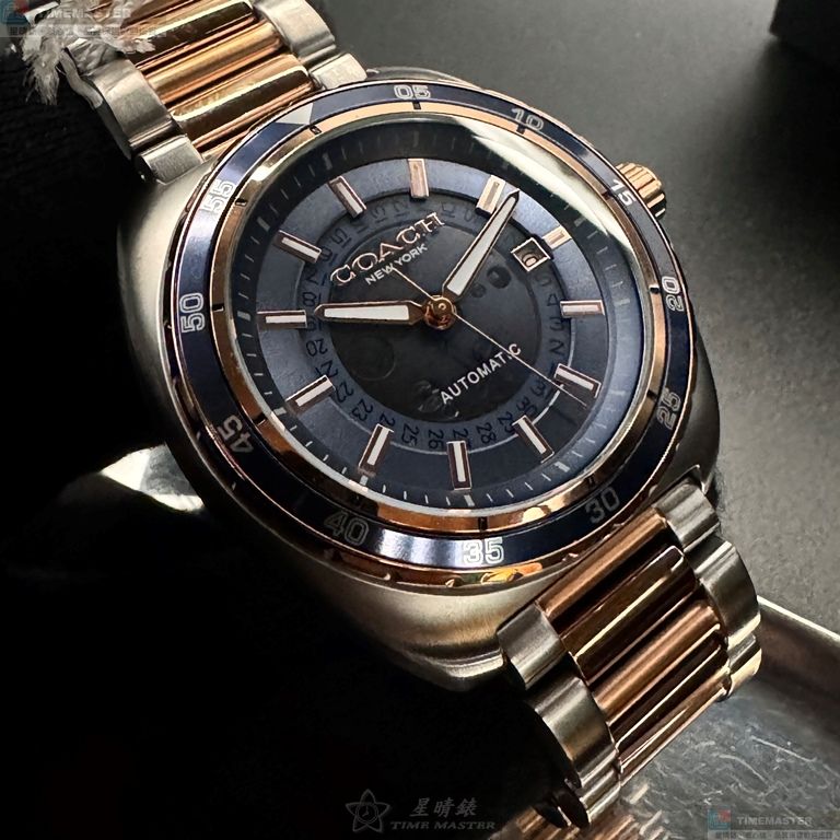 [星晴錶業]COACH手錶,46mm,CH00214寶藍色錶面玫瑰金錶殼金銀相間精鋼錶帶款, , large