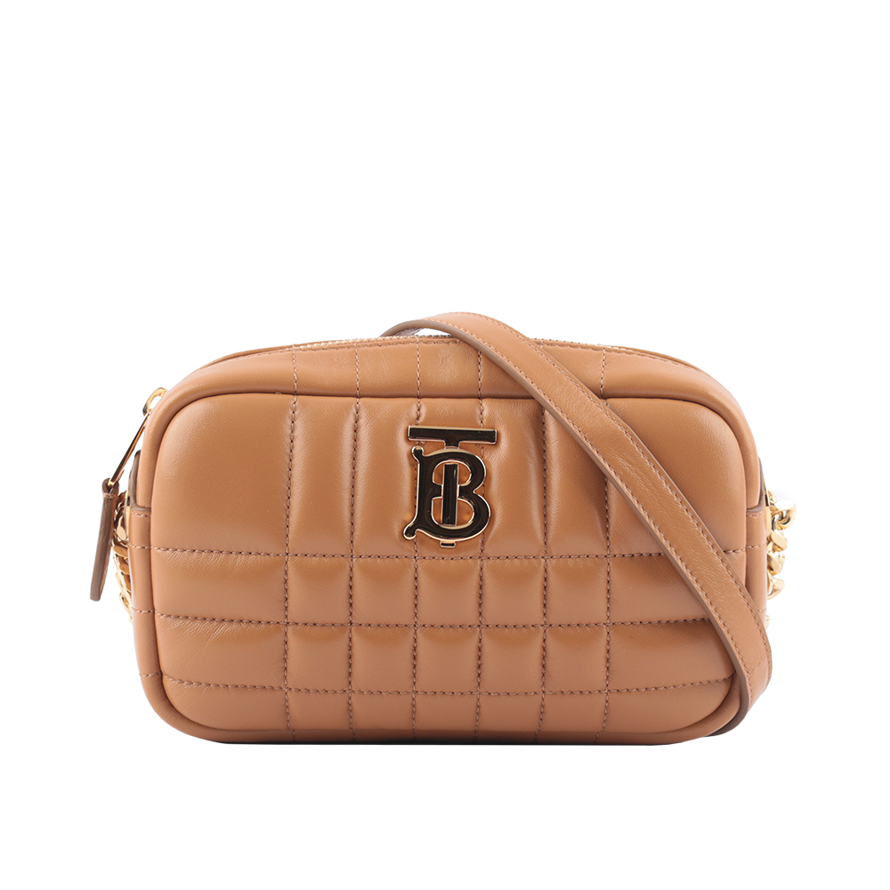BURBERRY Lola 縫線小羊皮迷你相機包/楓木棕色, , large
