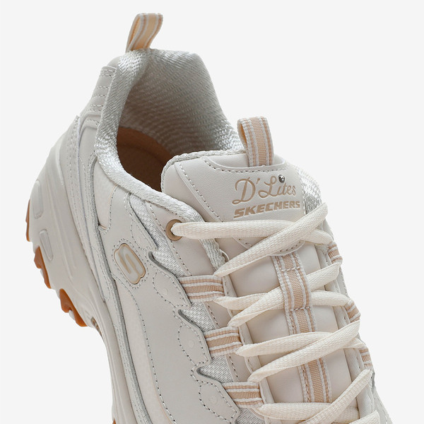 Kixpress-Skechers D'Lites 女 休閒鞋 經典 復古 厚底 增高 米白 粉 [149807OFWT], , large