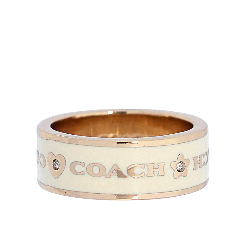 COACH 愛心及星星圖案琺瑯戒指/6號/7號/白色/金色, , large