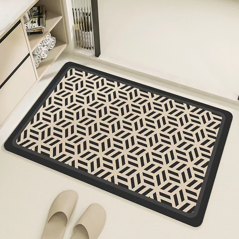 Soft diatomaceous earth water-absorbing non-slip floor mat with color printing, , large