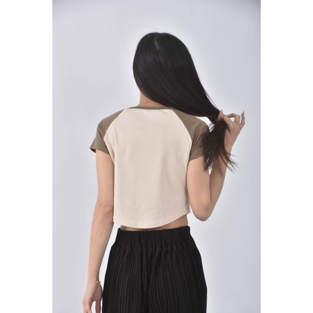 (S) 【粿粿私服】cindy韓牌修身短版棉質貓咪棕色短袖上衣二手衣, , large