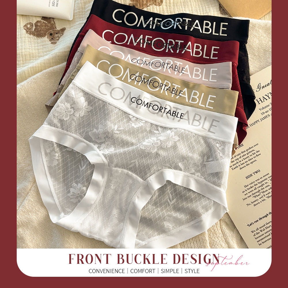 [夢巴黎] 字母蕾絲內褲 內褲女 中腰內褲 無痕內褲 女生內褲 收復內褲 透氣內褲 三角內褲 大尺碼 加長底襠, , large