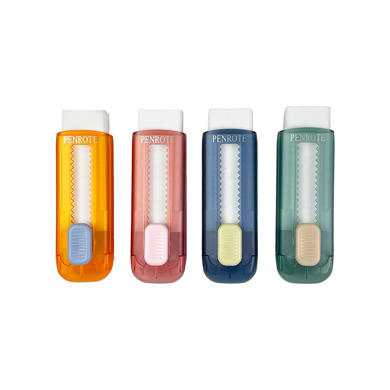 Push-Forward Plastic Eraser (Transparent Color)-Orange
