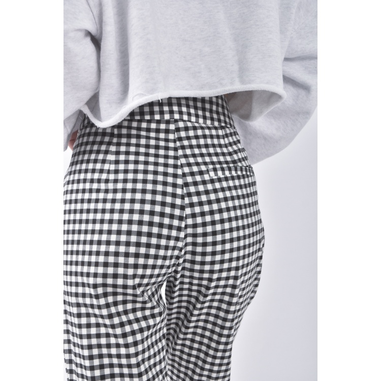 (S) marfa韓牌高腰格紋黑色長褲二手衣, , large