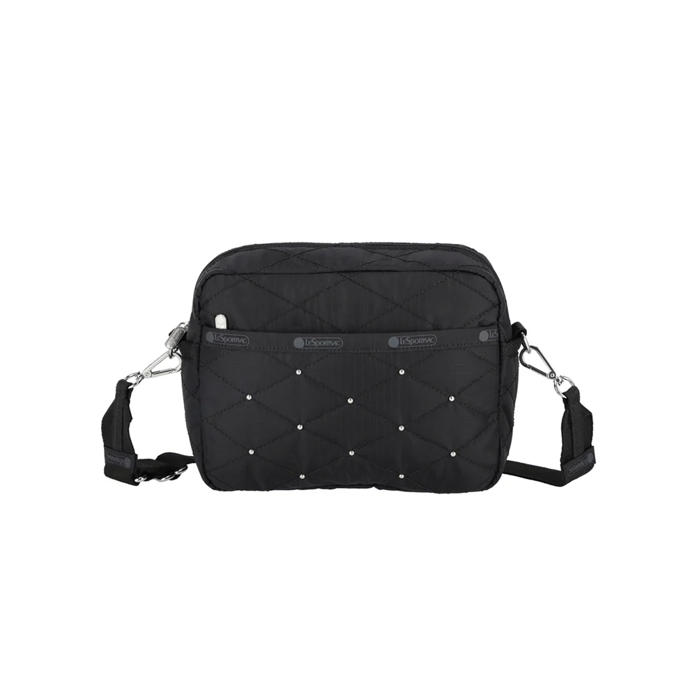 |快速出貨|Lesportsac Deluxe Crossbody 拉鍊斜背包 送禮推薦-黑色拼布釘飾, , large