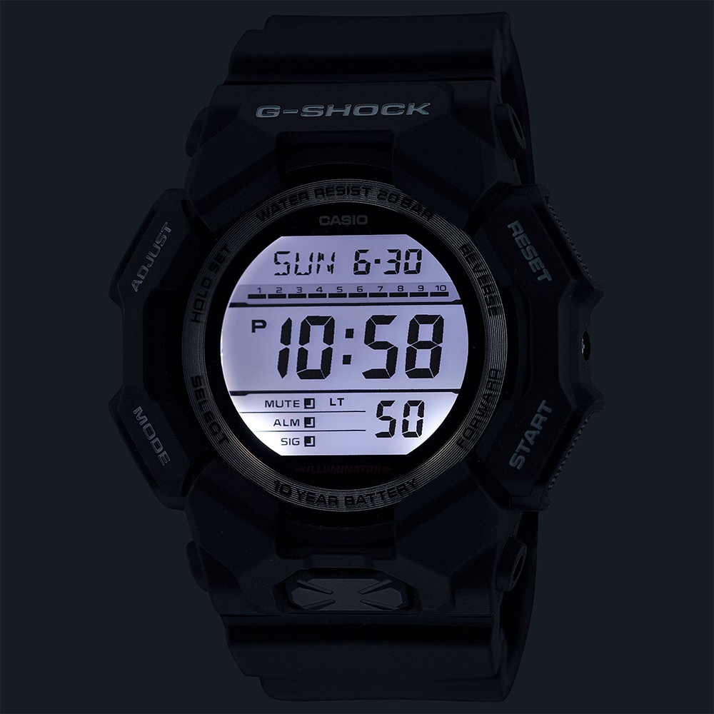 CASIO 卡西歐 G-SHOCK 10年電力 大螢幕電子錶 學生錶 GD-010-1, , large