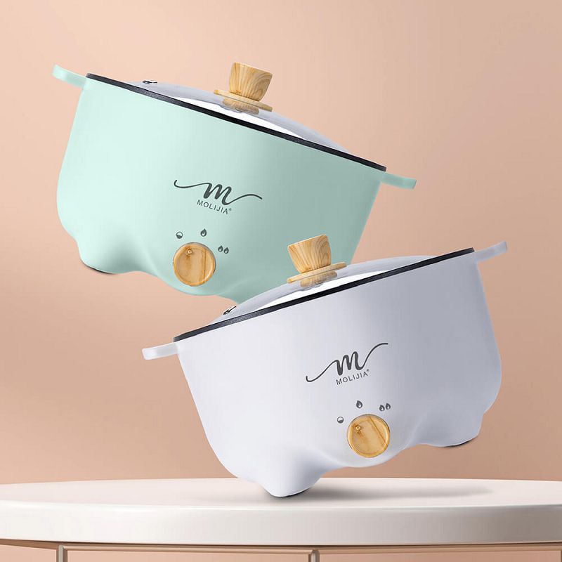 【MOLIJIA】3L-M22 Multifunctional Non-stick Electric Hot Pot - White Wood Grain, , large