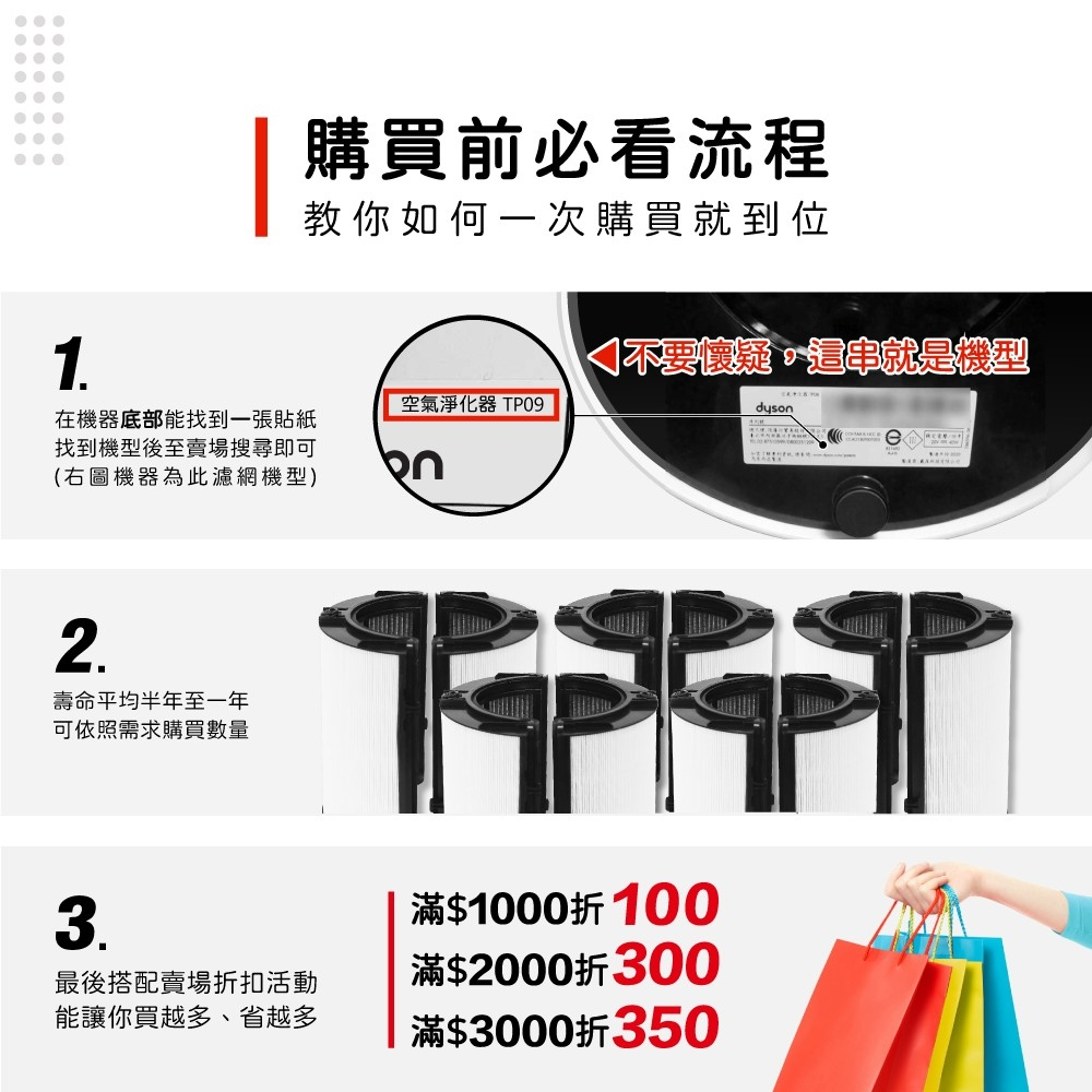 蟎著媽 適用 戴森 Dyson HP06 TP06 HP07 TP07 HP7A TP7A TP09 HP09 空氣清淨機 濾網, , large