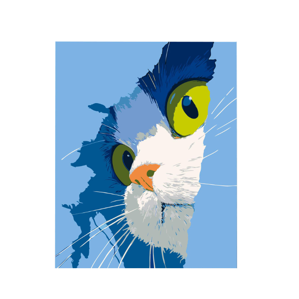 【上手家居】DIY數字油畫 40*50cm-藍色凝視(壁畫/裝飾畫/玄關掛畫/彩繪/diy材料包), , large