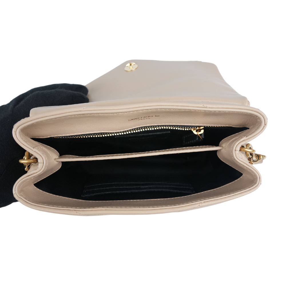 YSL Monogram Lou Lou V紋小牛皮斜背包(MINI)/深米色, , large