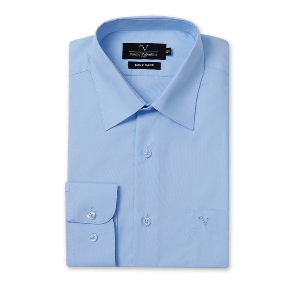 范倫提諾舒適抗皺長袖襯衫1022藍, , large