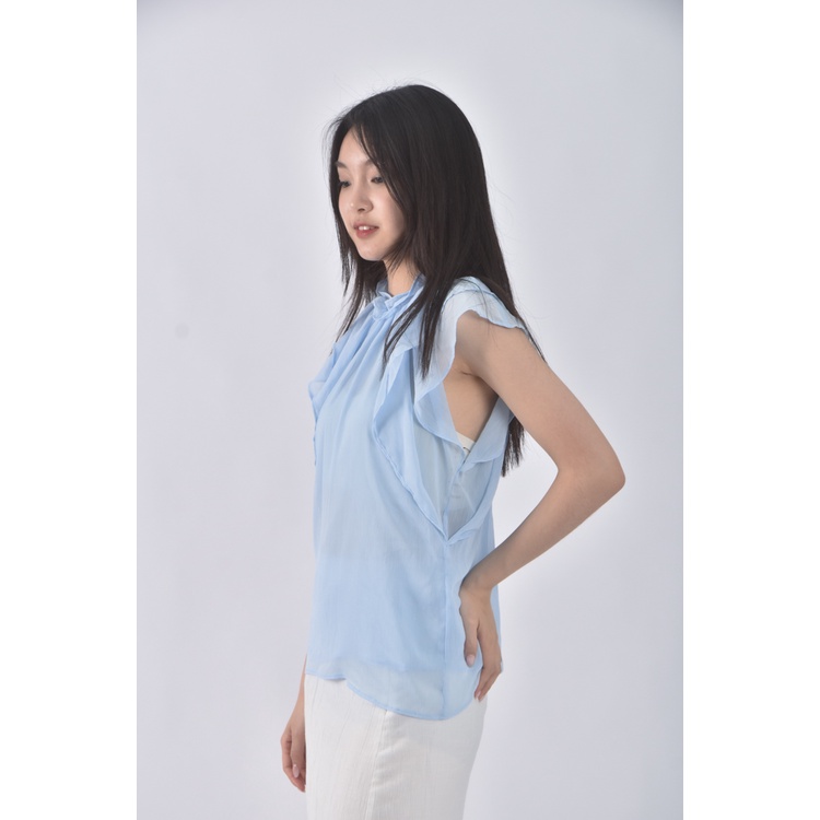 (M) zara藍色短袖上衣二手衣, , large