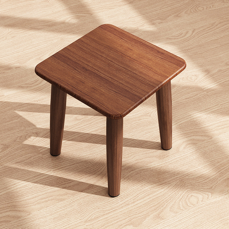 Square solid wood stool, , large
