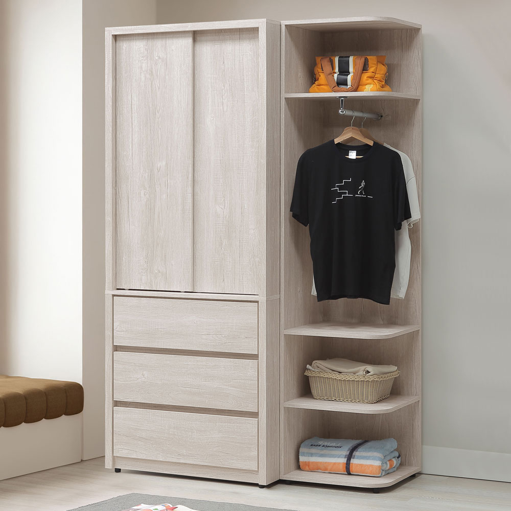 【Homelike】喜家居4.3尺推門衣櫃(2541), , large