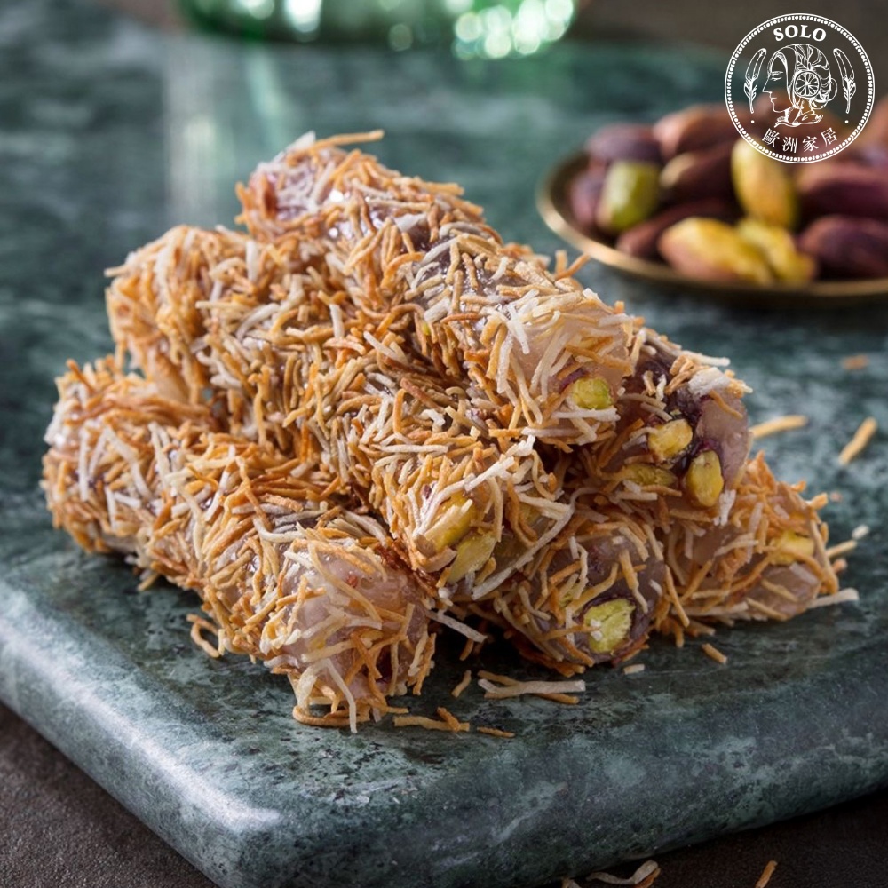 [SOLO Vintage] Pomegranate & Pistachio Turkish Delight Finger Rolls Box 300g Natural Ingredients Made in Turkey, , large