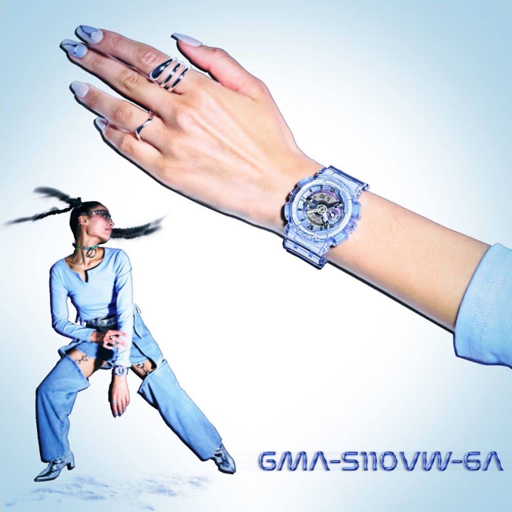 CASIO 卡西歐 G-SHOCK 未來系列 半透明女錶手錶 GMA-S110VW-6A, , large