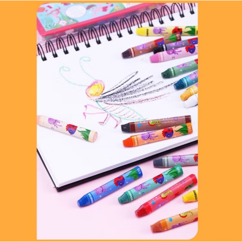 【德國天鵝STABILO】 Trio 三角筆身油性粉蠟筆 12/24色 兒童蠟筆24色(ST2624), , large