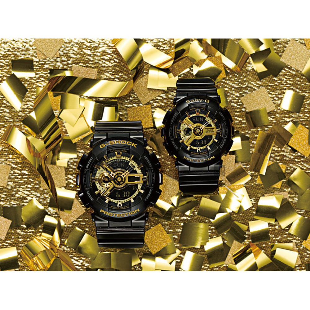 CASIO 卡西歐 Baby-G 黑金率性雙顯錶 BA-110-1ADR, , large