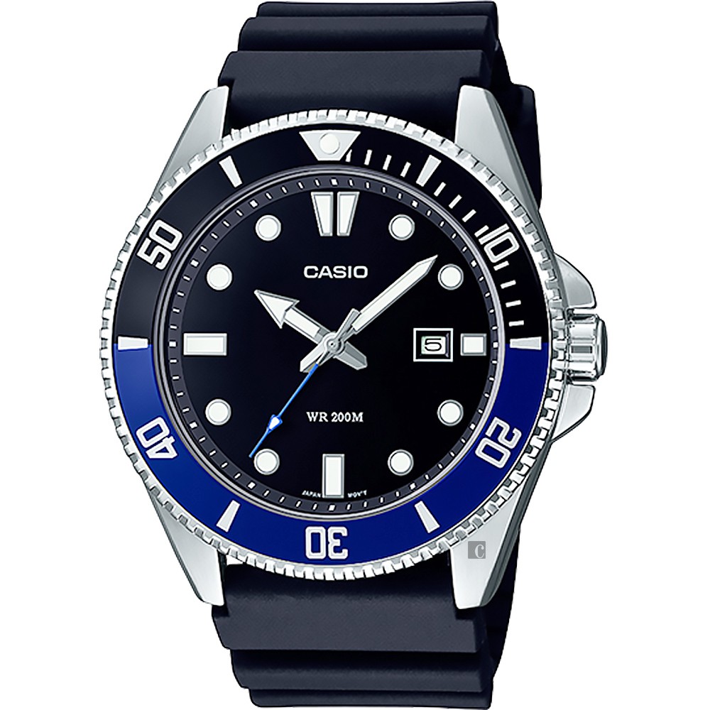 CASIO 卡西歐 新槍魚 200米潛水錶-黑藍水鬼  MDV-107-1A2, , large