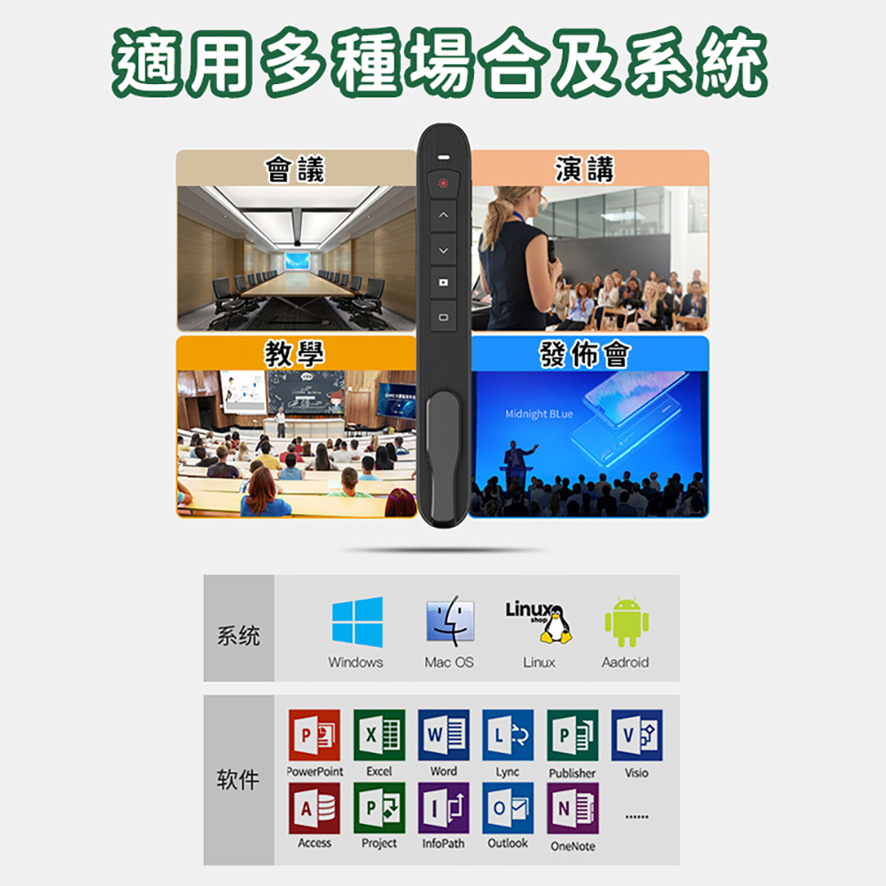 【禾統】多功能紅光簡報筆/TK701/紅光/充電款(簡報筆 雷射筆 翻頁筆), , large