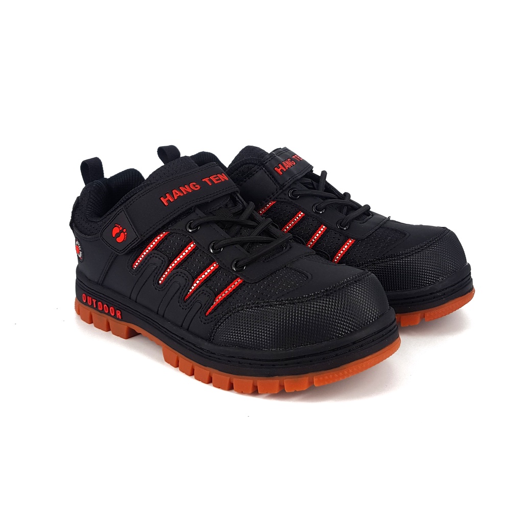 HANG TEN 鋼頭運動鞋防穿刺 工作鞋 安全鞋 防護鞋 魔鬼氈 透氣 吸濕 排汗 散熱 防砸 耐磨 止滑 黑 咖啡, , large