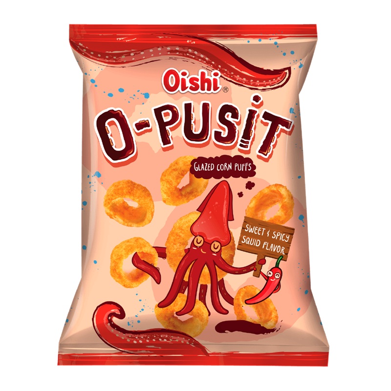 Oishi Spicy Squid Flavor Crackers 80g, , large