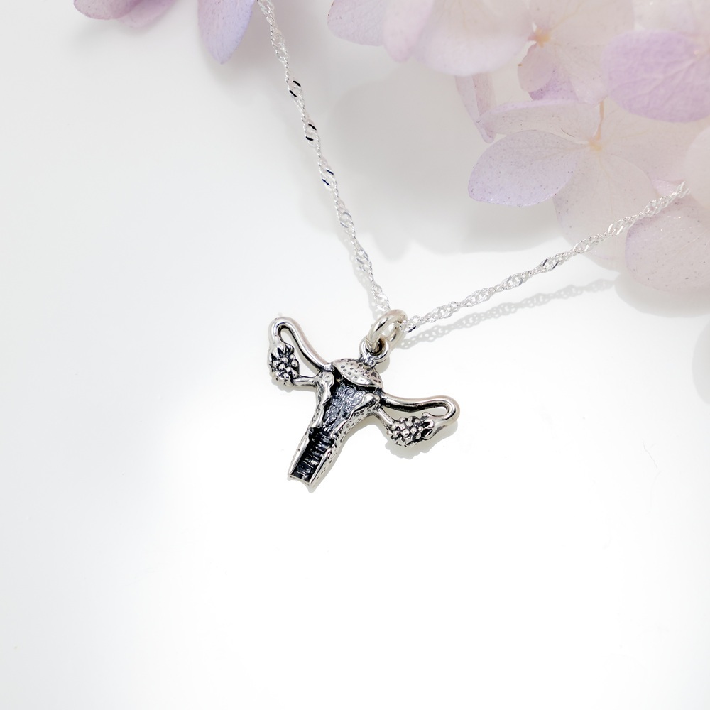 【Angel & Me】Uterus S925 Sterling Silver Organ Necklace Feminine Power Mother Day, , large