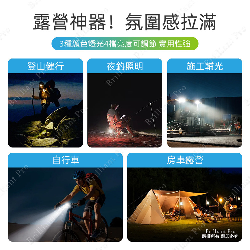 Practical brand magnetic square work light PRA-C001 Essential for car repair and power outage, three-color light source, four-level brightness, magnetic tripod, , large