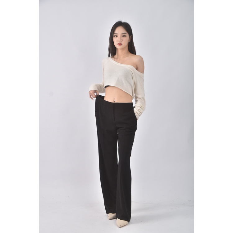 (L) single noble高腰質感黑色長褲二手衣