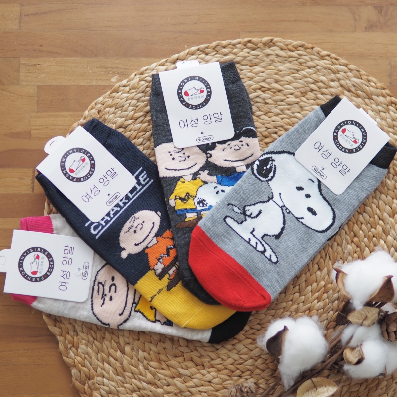 [Kaimei Cotton Industry] 8 pairs of sets, random and excellent, made in Korea, pure cotton fine-needle Korean-style styling socks - American comic style Kaimei Cotton Industry, , large