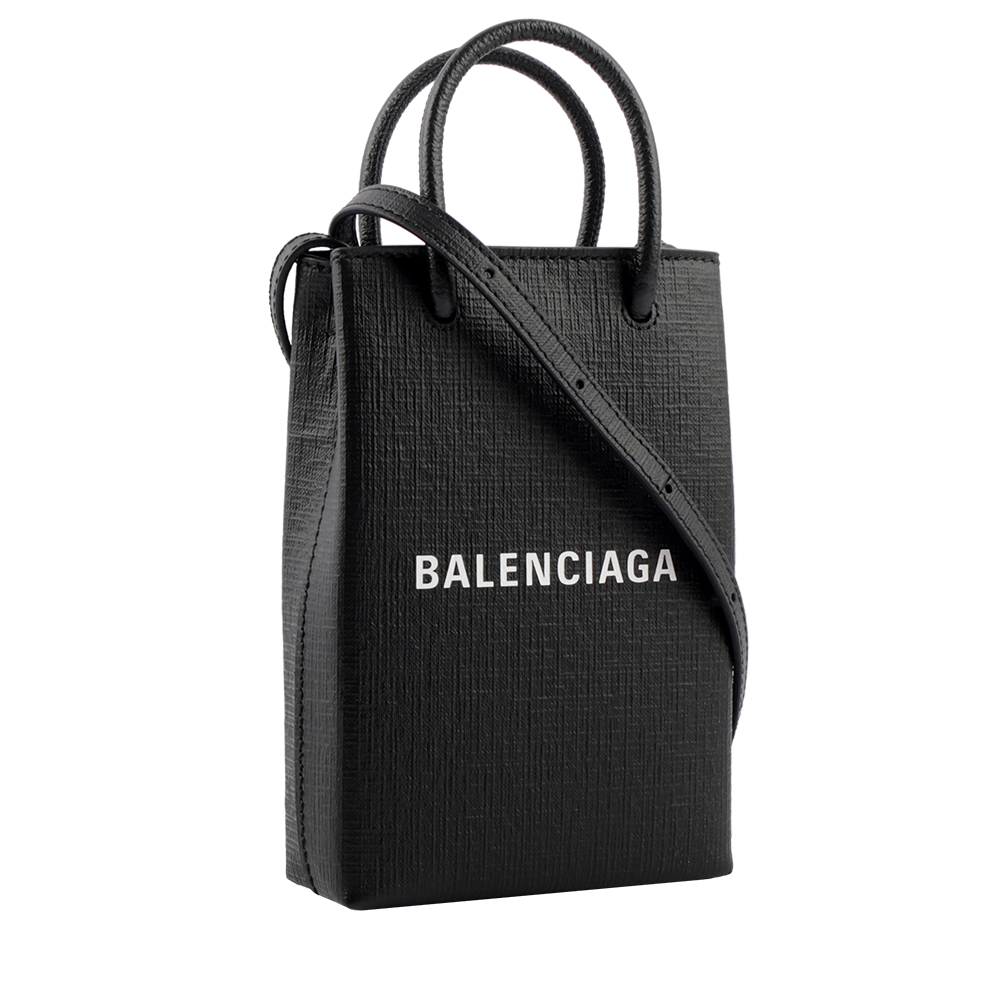 BALENCIAGA Logo購物手機袋/黑色, , large