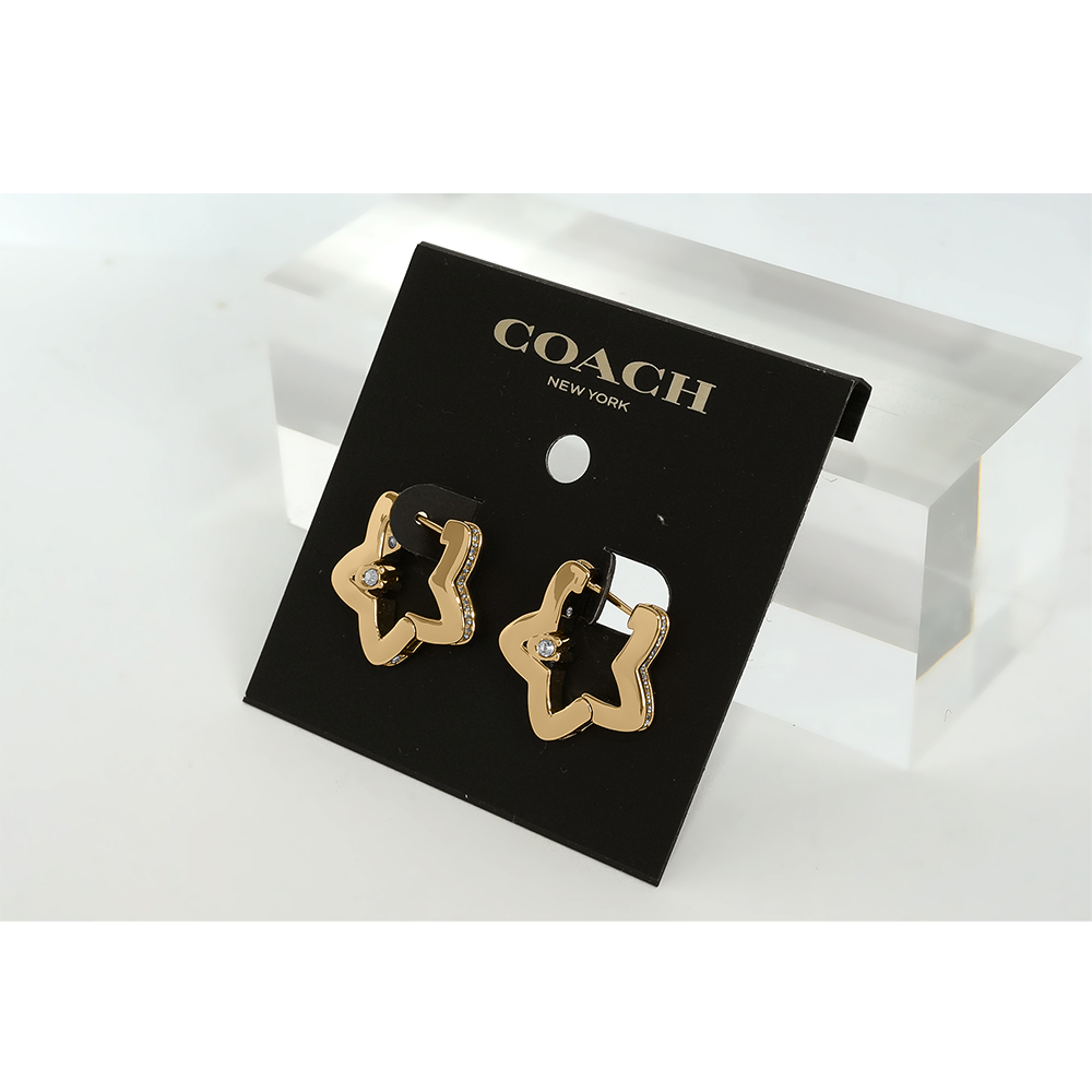 COACH 星星標誌及水鑽針式耳環/金色, , large