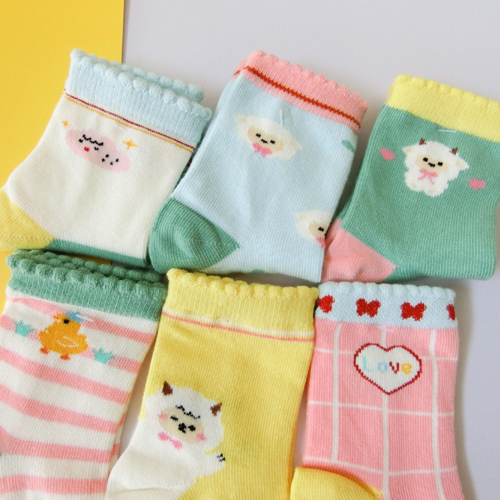 [Kaimei Cotton Industry] 10 pairs set, random and excellent, MIT made in Taiwan, pure cotton anti-slip children's socks, Yangyang Communication Style, 13-16cm, , large