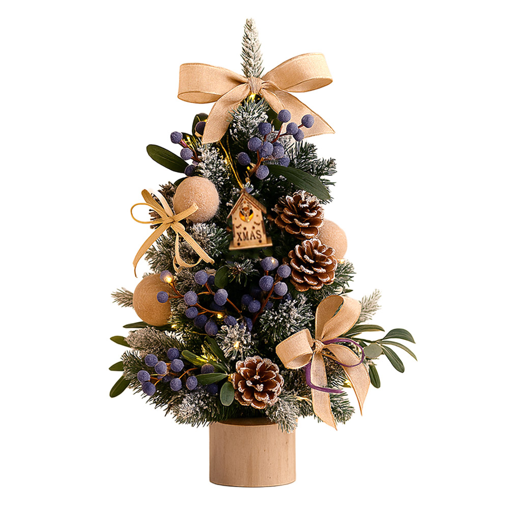 【上手家居】45cm質感系手作感聖誕樹-野莓麋鹿帶燈串(聖誕節/聖誕佈置/小聖誕樹/迷你聖誕樹/耶誕樹/桌上聖誕樹), , large