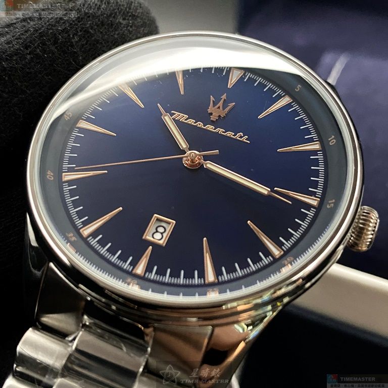 [星晴錶業]MASERATI手錶,46mm,R8853146002寶藍色錶面銀錶殼銀色精鋼錶帶款, , large