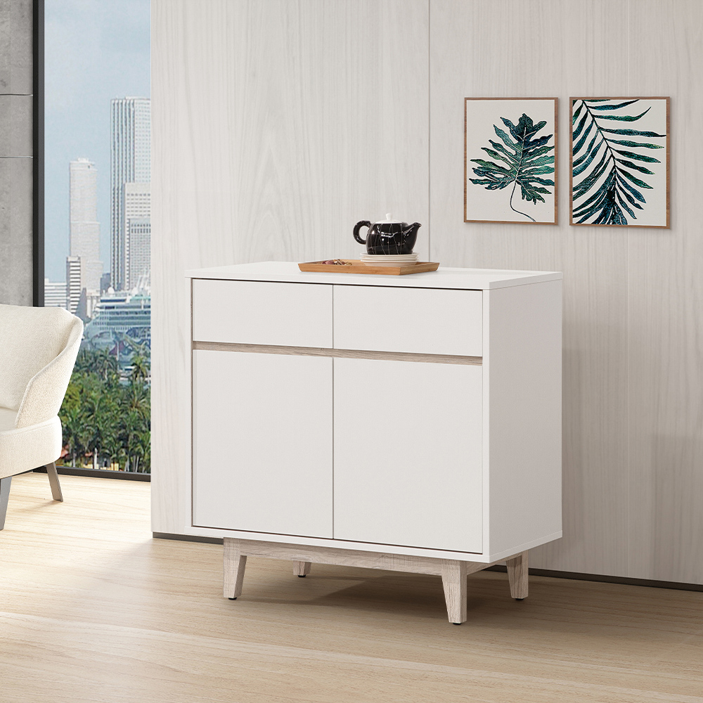 【唯熙傢俱】紀薇橡木雙色2.7尺餐櫃, , large