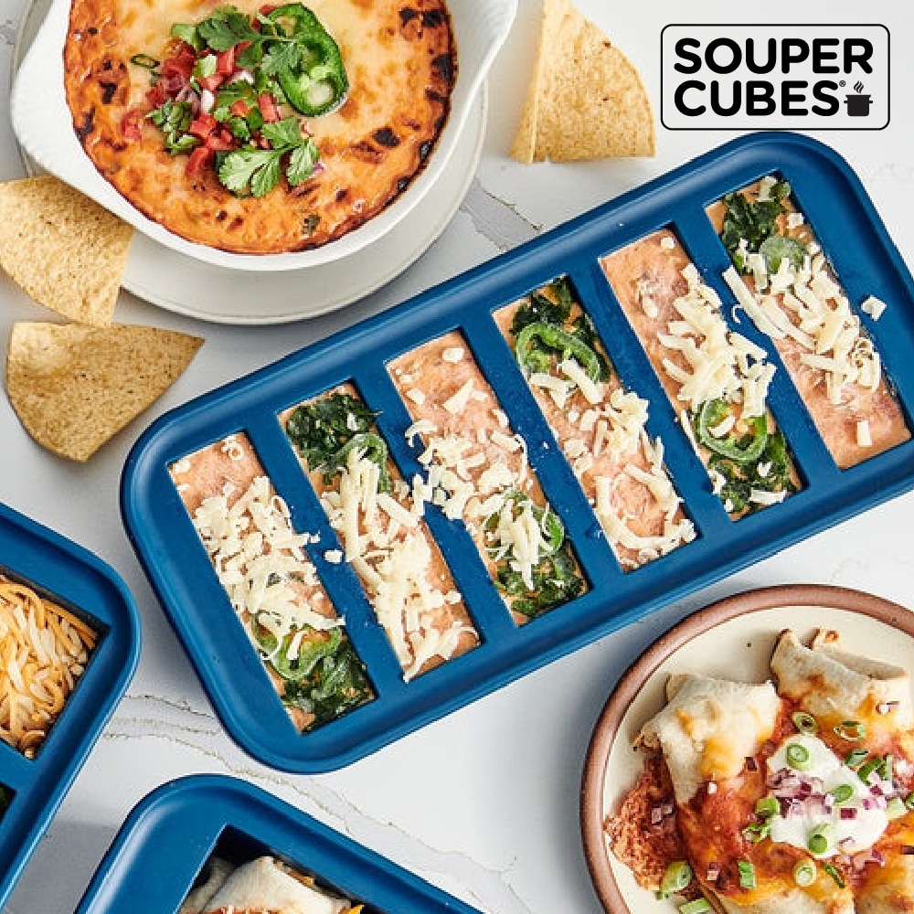 官方直營【Souper Cubes】多功能食品級矽膠保鮮盒6格_暮光藍(500ML/格), , large