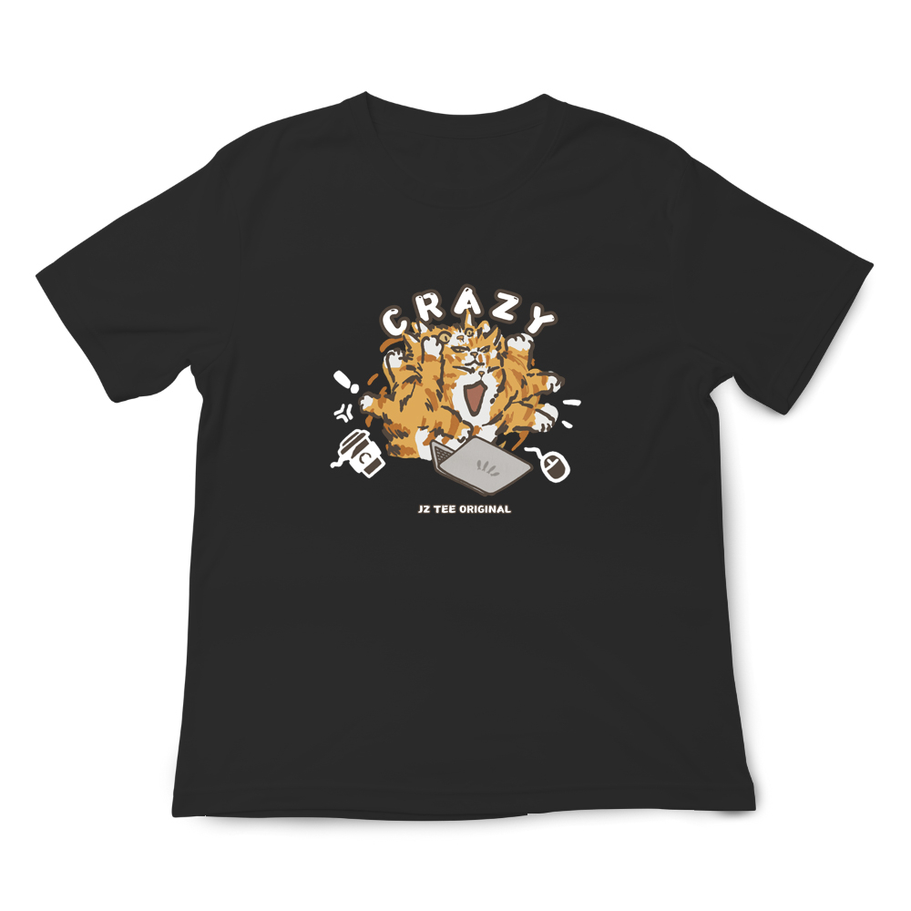 JZ TEE 虎斑貓-抓狂 印花短袖T恤, , large