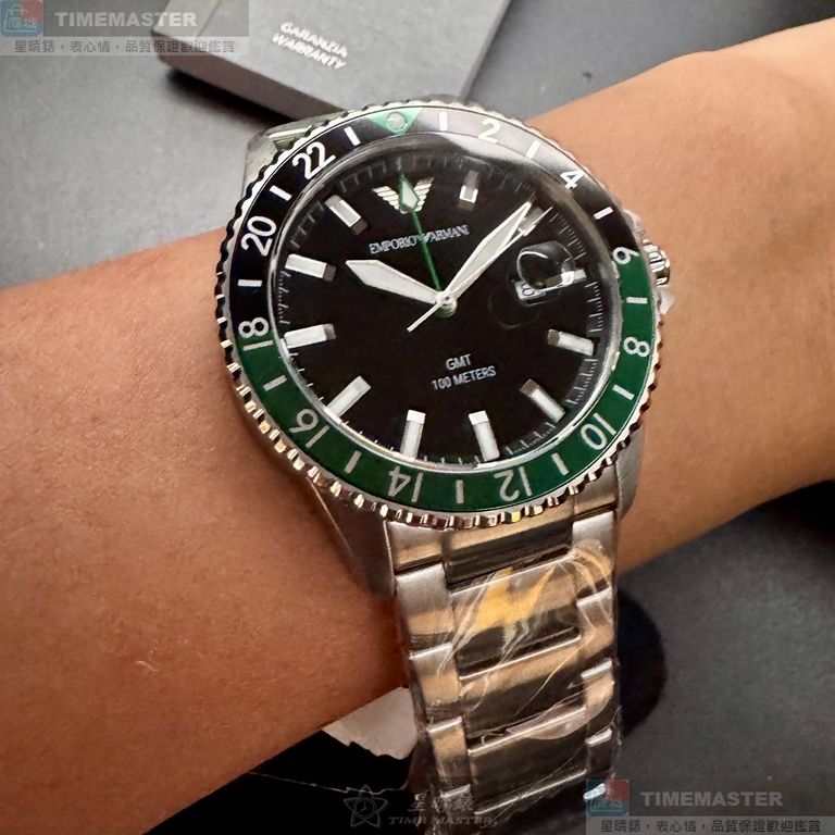 [星晴錶業]ARMANI手錶,42mm,AR00078黑色錶面銀錶殼銀色精鋼錶帶款, , large
