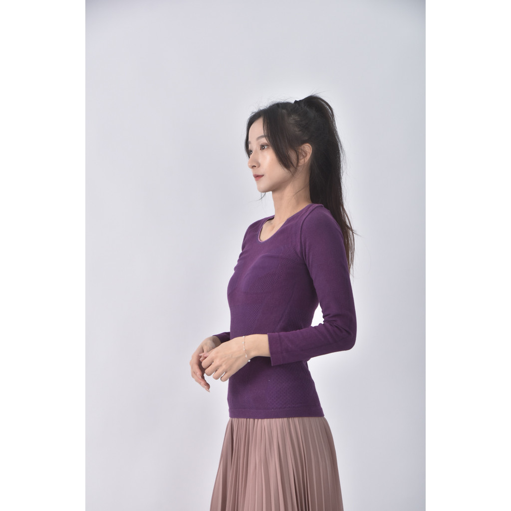 (S) 圓領紫色長袖上衣二手衣, , large