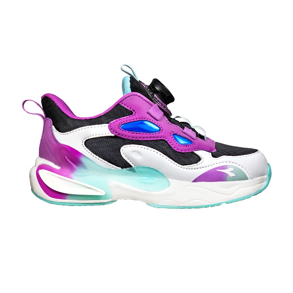 DIADORA迪亞多那 珊瑚時尚兒童鞋 童運動鞋 童鞋 寬楦 旋鈕 保護後跟 抗菌 除臭 輕量 吸震 黑白藍 黑白紫, , large