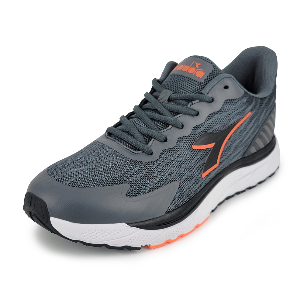 DIADORA迪亞多那 輕量寬楦慢跑男鞋 男運動鞋 高腳背 反光 透氣 緹花網布 吸震 回彈 減壓 緩震 防滑 黑 灰, 灰,27, large