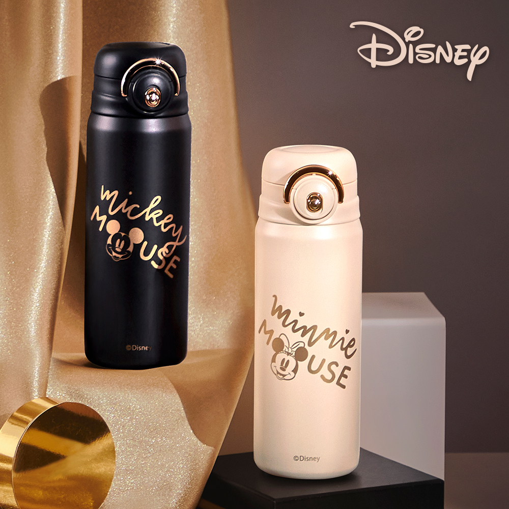 Disney迪士尼 金色米奇不銹鋼矽膠雙飲真空保溫瓶600ml(可上鎖), , large