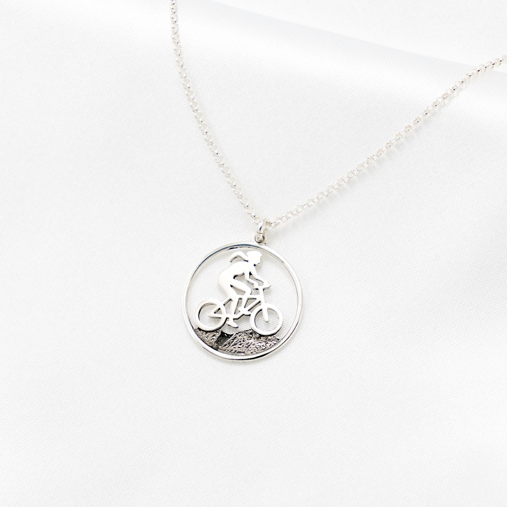 【Angel & Me】自行車 越野 登山 s925 純銀項鍊 運動 生日禮物, , large