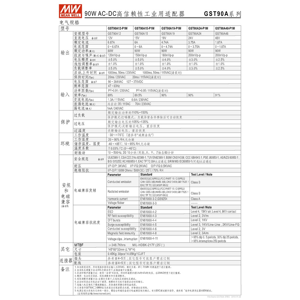 明緯90W全球認證桌上型變壓器(GST90A15-P1M), , large