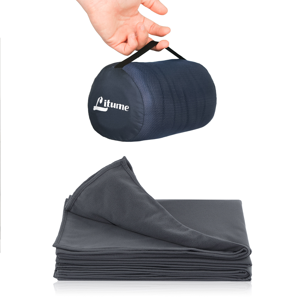 Fleece Travel Blanket (E651) Dark Grey, , large